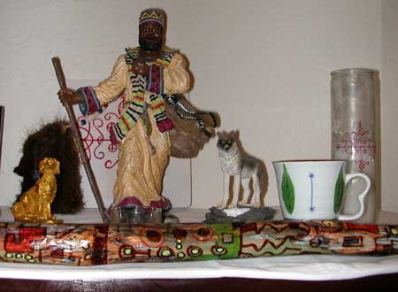 Legba's shrine with his cane